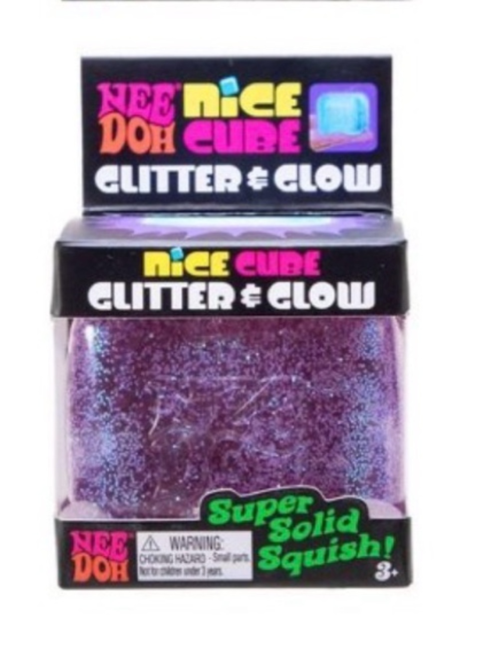 NeeDoh Nice Cube Glitter & Glow - purple Glitter Squish NWT